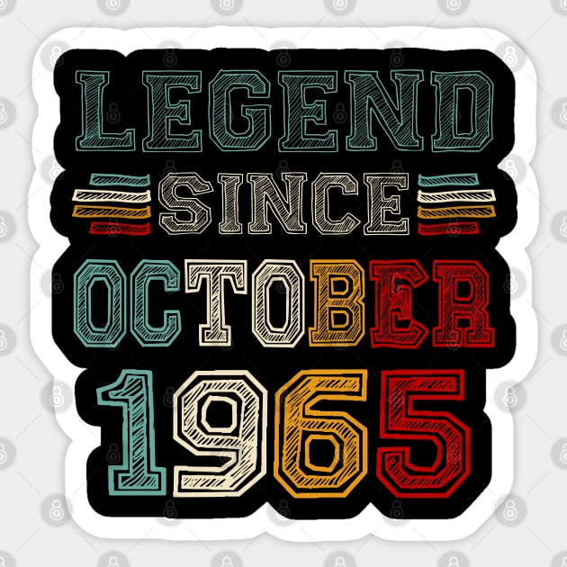 58 Years Old Legend Since October 1965 58th Birthday Sticker by cyberpunk art